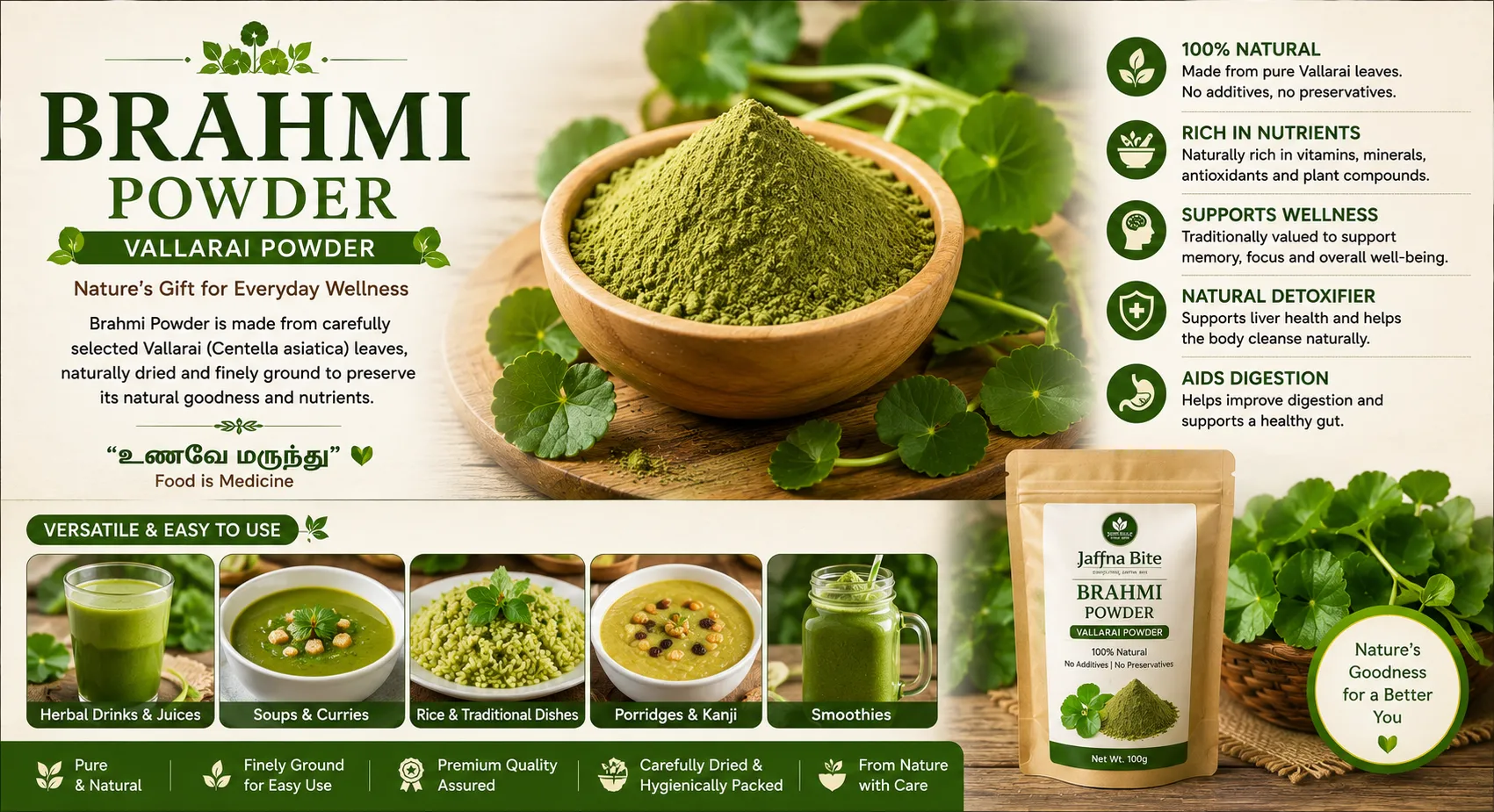 Brahmi Powder (Vallarai Powder): A Natural Herb for Everyday Wellness